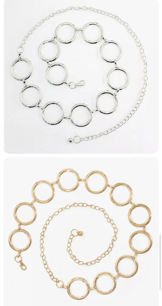 The o-ring chain belt (gold or silver)